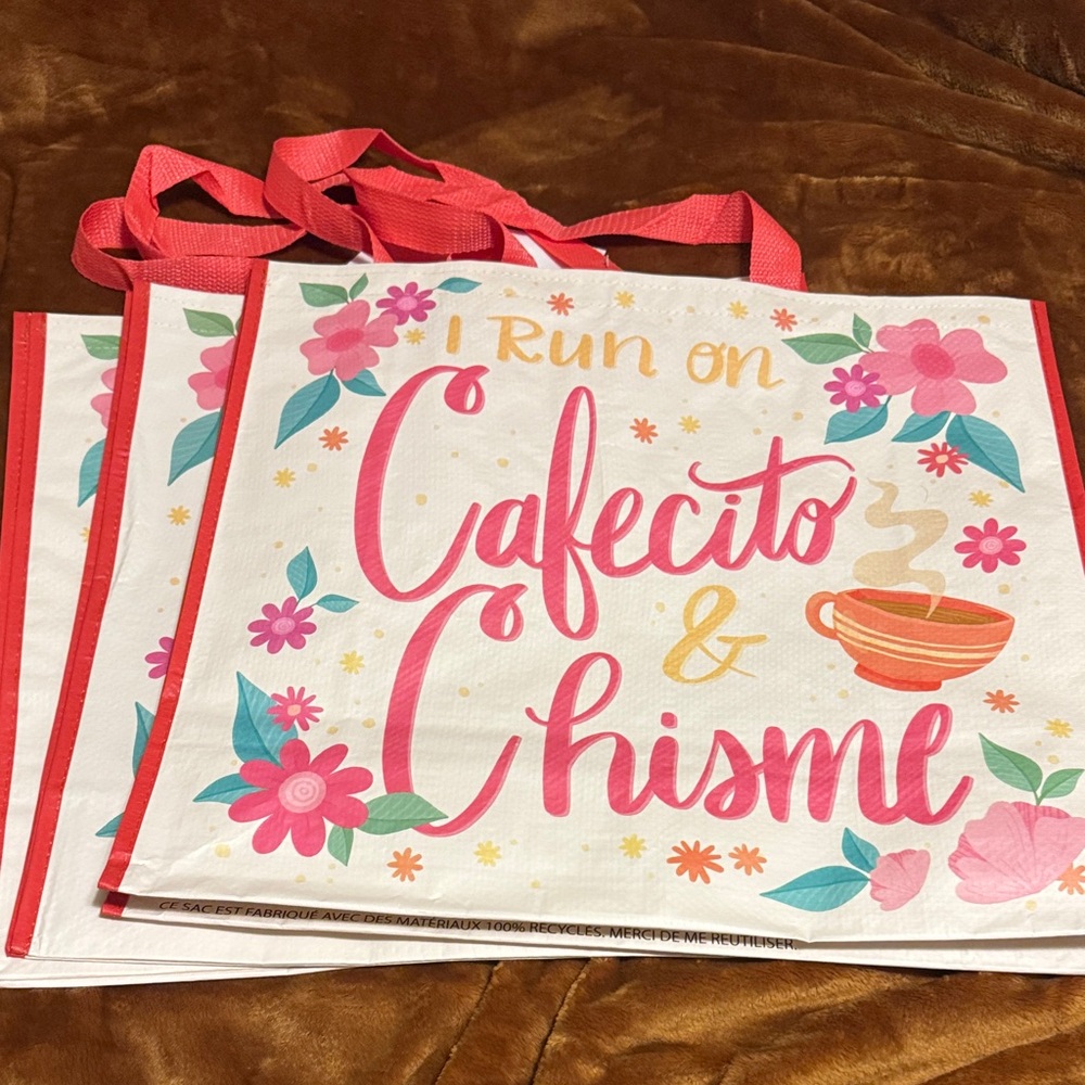 3 I Run on Cafecito & Chisme Floral T.J Maxx Reusable bags